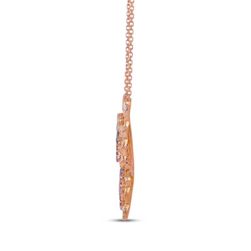 Main Image 2 of Le Vian Strawberry Ombré Sapphire Butterfly Necklace 1-1/6 ct tw Diamonds 18K Strawberry Gold 17.5&quot;