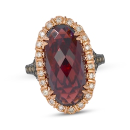 Le Vian Oval-Cut Garnet Ring 3/8 ct tw Diamonds 14K Strawberry Gold Size 7