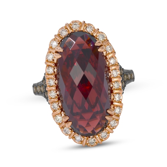 Le Vian Oval-Cut Garnet Ring 3/8 ct tw Diamonds 14K Strawberry Gold