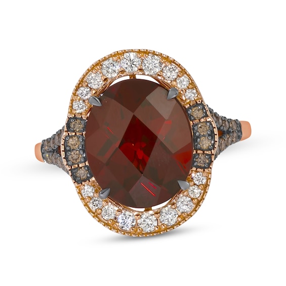 Le Vian Oval-Cut Garnet Ring 1/2 ct tw Diamonds 14K Strawberry Gold Size 7