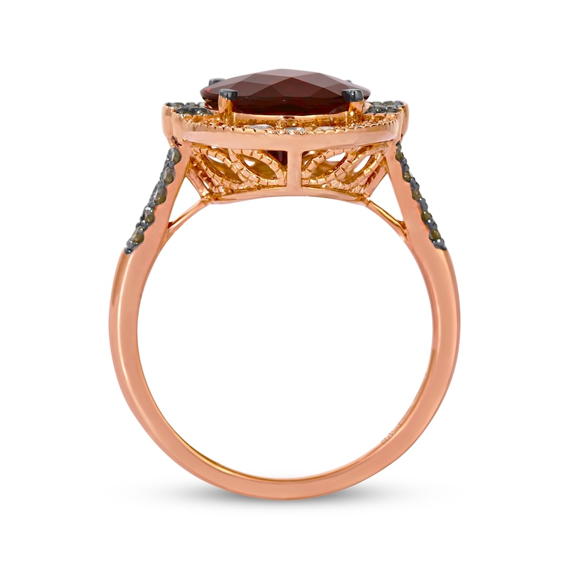 Main Image 2 of Le Vian Oval-Cut Garnet Ring 1/2 ct tw Diamonds 14K Strawberry Gold Size 7