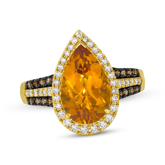 Le Vian Pear-Shaped Citrine Ring 1/2 ct tw Diamonds 14K Honey Gold Size 7
