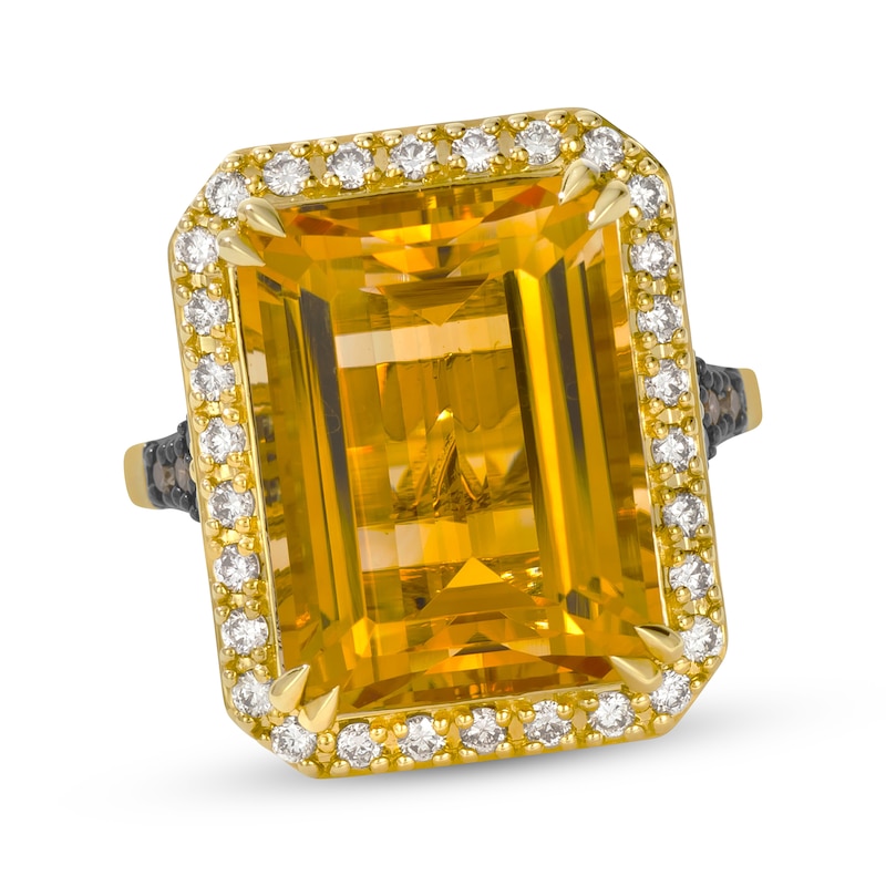 Le Vian Octagon-Cut Citrine Ring 5/8 ct tw Diamonds 14K Honey Gold