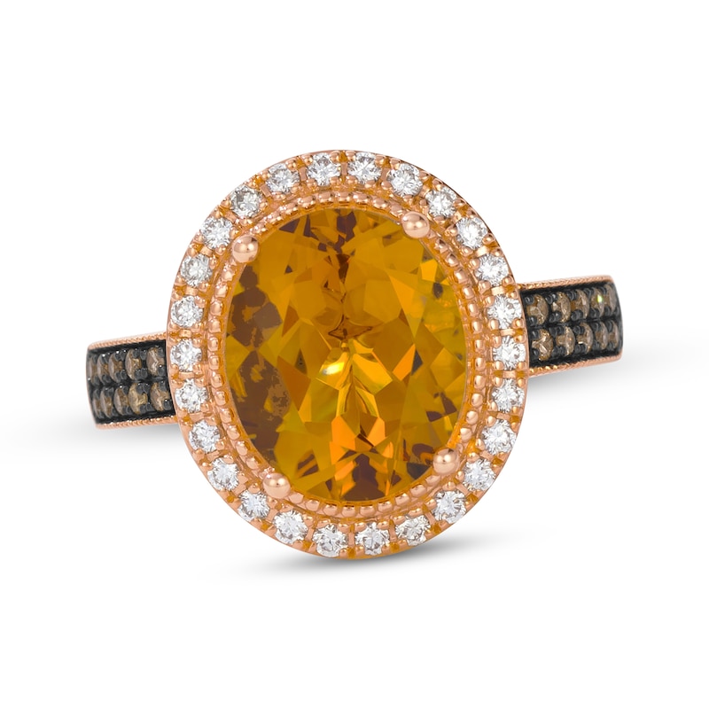 Le Vian Oval-Cut Citrine Ring 3/8 ct tw Diamonds 14K Strawberry Gold