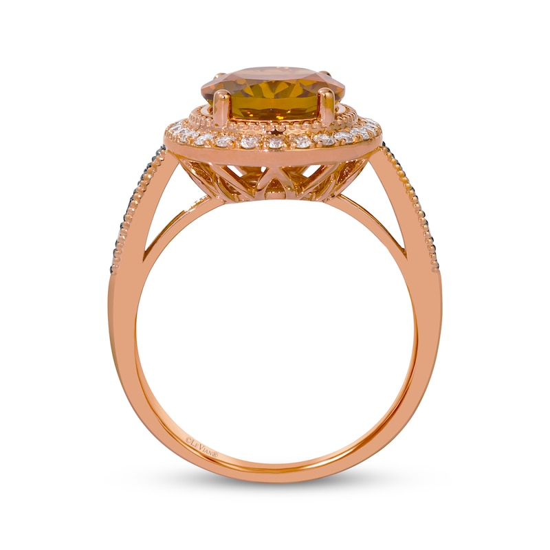 Main Image 2 of Le Vian Oval-Cut Citrine Ring 3/8 ct tw Diamonds 14K Strawberry Gold Size 7