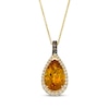 Thumbnail Image 0 of Le Vian Pear-Shaped Citrine Necklace 1/5 ct tw Diamonds 14K Honey Gold 20"