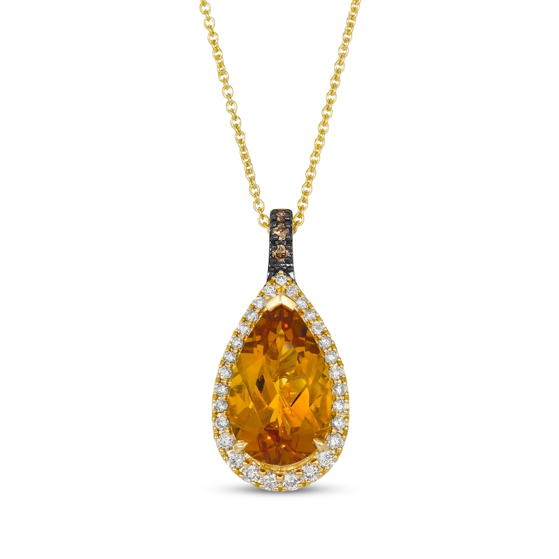 Le Vian Pear-Shaped Citrine Necklace 1/5 ct tw Diamonds 14K Honey Gold 20"