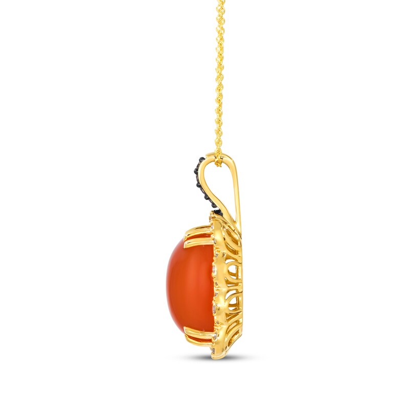 Main Image 2 of Le Vian Cushion-Cut Carnelian Necklace 1/4 ct tw Diamonds 14K Honey Gold 20&quot;
