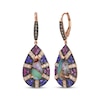 Thumbnail Image 1 of Le Vian Pear-Shaped Aquaprase, Pink Tourmaline & Amethyst Earrings 1/3 ct tw Diamonds 14K Strawberry Gold