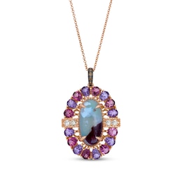Le Vian Oval-Cut Aquaprase, Pink Tourmaline & Amethyst Necklace 1/8 ct tw Diamonds 14K Strawberry Gold 20"