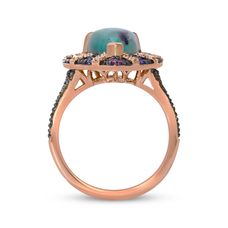 Le Vian Pear-Shaped Aquaprase, Pink Tourmaline & Amethyst Ring 1/3 ct tw Diamonds 14K Strawberry Gold