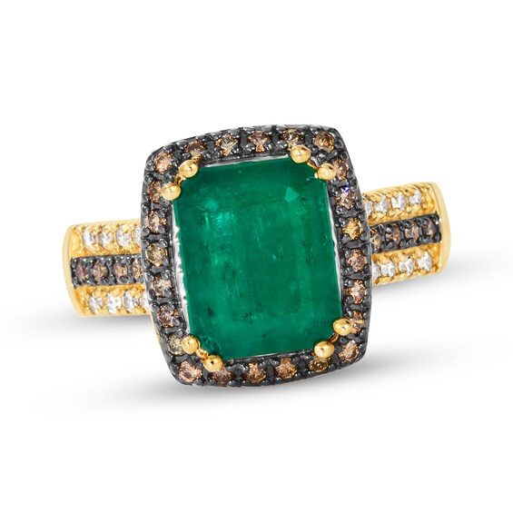 Le Vian Emerald-Cut Emerald Ring 3/8 ct tw Diamonds 14K Honey Gold Size 7