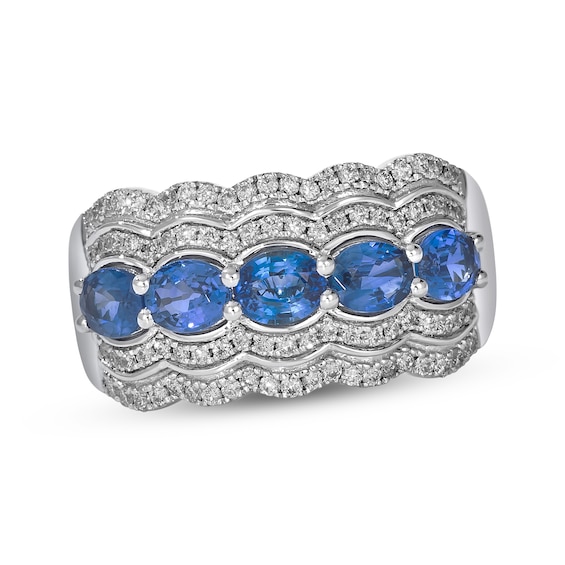 Le Vian Oval-Cut Blue Sapphire Ring 3/8 ct tw Diamonds Platinum Size 7
