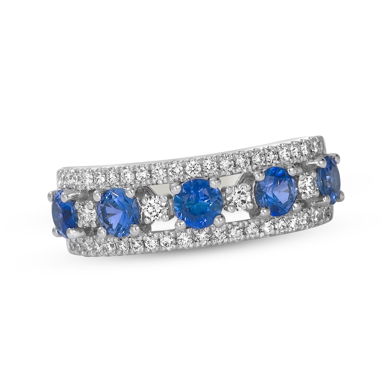 Main Image 1 of Le Vian Blue Sapphire Ring 3/8 ct tw Diamonds Platinum Size 7