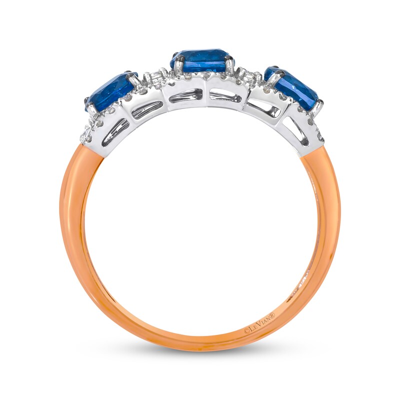 Main Image 2 of Le Vian Oval-Cut Blue Sapphire Ring 1/4 ct tw Diamonds Platinum & 14K Strawberry Gold Size 7