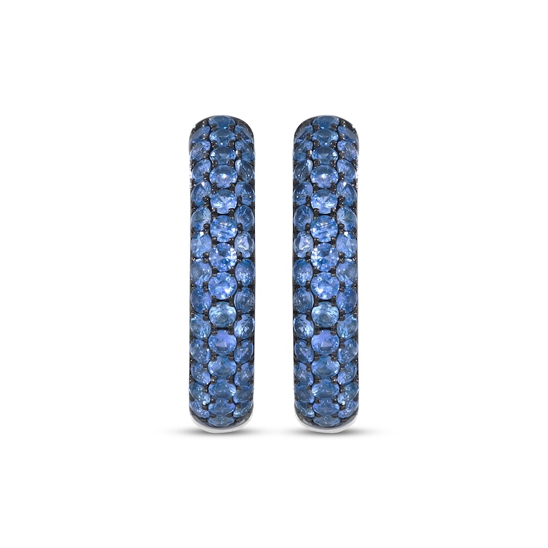 Main Image 2 of Le Vian Blue Sapphire Hoop Earrings 14K Vanilla Gold