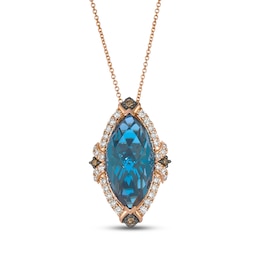 Le Vian Marquise-Cut Blue Topaz Necklace 3/8 ct tw Diamonds 14K Strawberry Gold 20"