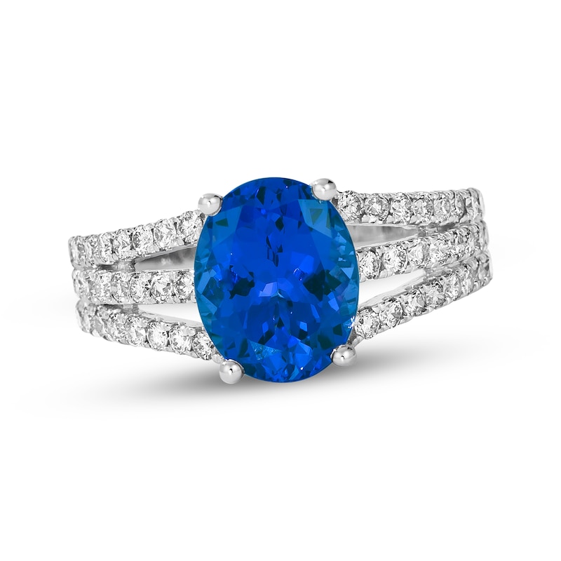 Main Image 1 of Le Vian Oval-Cut Tanzanite Ring 3/4 ct tw Diamonds 14K Vanilla Gold Size 7