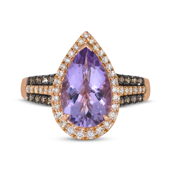 Le Vian Pear-Shaped Grape Amethyst Ring 1/2 ct tw Diamonds 14K Strawberry Gold Size 7
