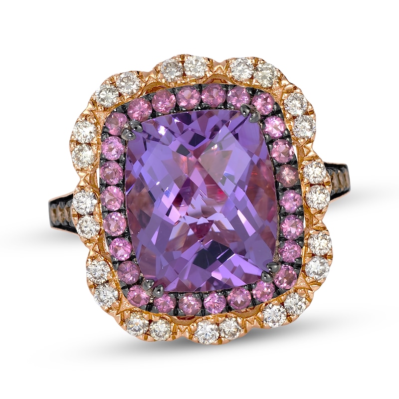 Main Image 1 of Le Vian Cushion-Cut Amethyst & Pink Tourmaline Ring 5/8 ct tw 14K Strawberry Gold Size 7
