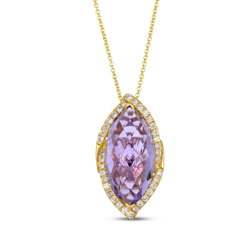 Le Vian Marquise-Cut Amethyst Necklace 1/4 ct tw Diamonds Honey Gold 20"