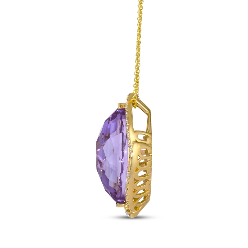 Main Image 2 of Le Vian Marquise-Cut Amethyst Necklace 1/4 ct tw Diamonds Honey Gold 20&quot;