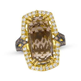 Le Vian Cushion-Cut Chocolate Quartz Ring 3/4 ct tw Diamonds 14K Honey Gold Size 7