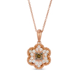 Le Vian Diamond Flower Necklace 3/8 ct tw 14K Strawberry Gold 20"