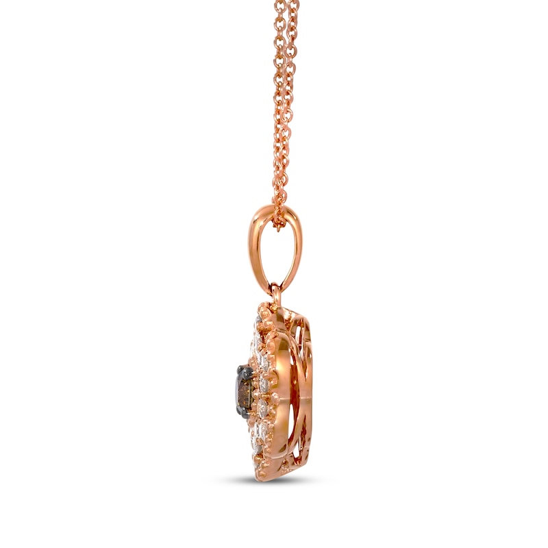 Main Image 2 of Le Vian Diamond Flower Necklace 3/8 ct tw 14K Strawberry Gold 20&quot;