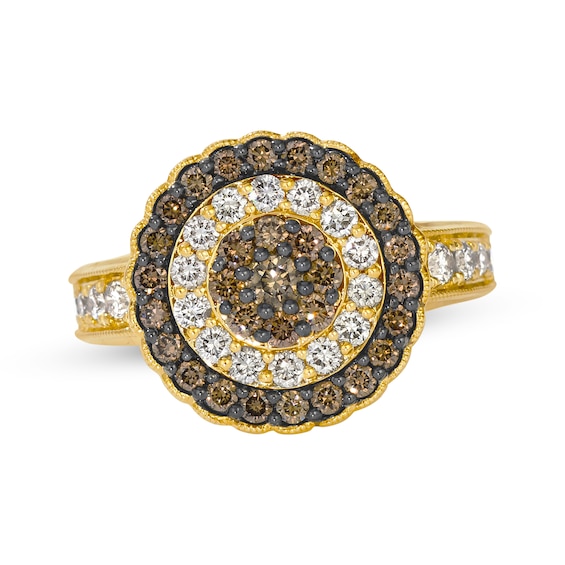 Le Vian Multi-Diamond Double Halo Ring 1-1/4 ct tw 14K Honey Gold Size 7