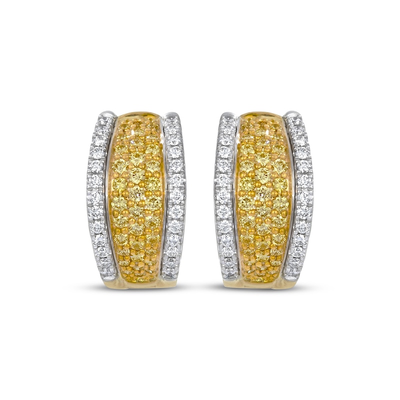 Main Image 2 of Le Vian Yellow & White Diamond Hoop Earrings 3/4 ct tw 14K Two-Tone Gold