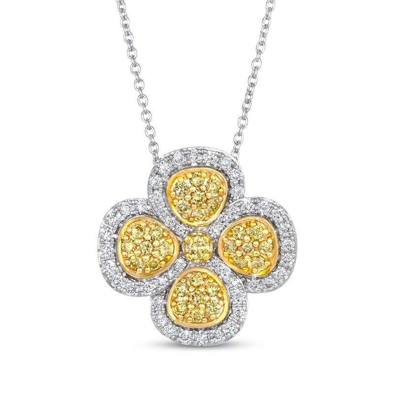 Le Vian Yellow & White Diamond Clover Necklace 1/2 ct tw 14K Two-Tone Gold 20"