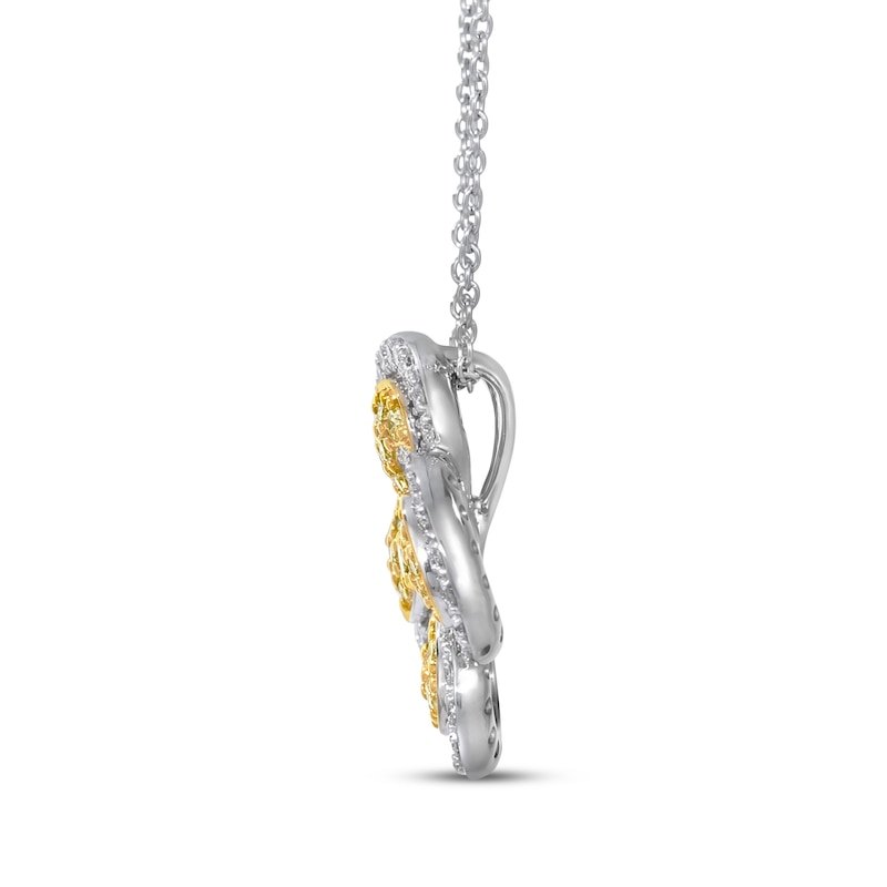 Main Image 2 of Le Vian Yellow & White Diamond Clover Necklace 1/2 ct tw 14K Two-Tone Gold 20"