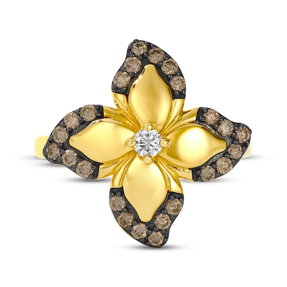 Le Vian Diamond Flower Ring 1/2 ct tw 14K Honey Gold Size 7