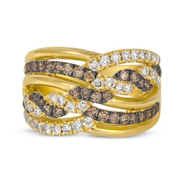 Le Vian Diamond Twist Crossover Ring 1 ct tw 14K Honey Gold Size 7