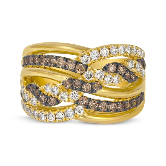Le Vian Diamond Twist Crossover Ring 1 ct tw 14K Honey Gold Size 7