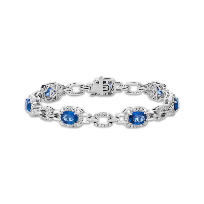 Main Image 1 of Le Vian Couture Oval-Cut Blue Sapphire Bracelet 1-1/5 ct tw Diamonds Platinum 7&quot;