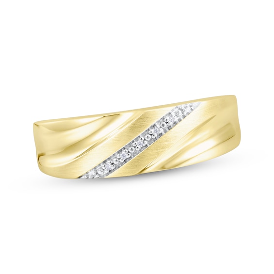 Men's Diamond Accent Wedding Ring 10K Yellow Gold