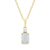 Thumbnail Image 0 of Oval-Cut Lab-Created Opal & Diamond Necklace 1/20 ct tw 10K Yellow Gold