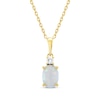 Thumbnail Image 1 of Oval-Cut Lab-Created Opal & Diamond Necklace 1/20 ct tw 10K Yellow Gold