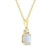 Thumbnail Image 1 of Oval-Cut Lab-Created Opal & Diamond Necklace 1/20 ct tw 10K Yellow Gold