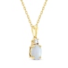 Thumbnail Image 2 of Oval-Cut Lab-Created Opal & Diamond Necklace 1/20 ct tw 10K Yellow Gold
