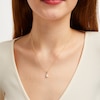 Thumbnail Image 3 of Oval-Cut Lab-Created Opal & Diamond Necklace 1/20 ct tw 10K Yellow Gold