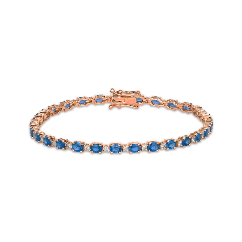 Main Image 1 of Le Vian Oval-Cut Blueberry Sapphire Bracelet 3/4 ct tw Diamonds 14K Strawberry Gold 7.3&quot;