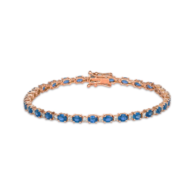 Le Vian Oval-Cut Blueberry Sapphire Bracelet 3/4 ct tw Diamonds 14K Strawberry Gold 7.3"