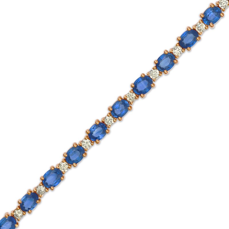 Main Image 2 of Le Vian Oval-Cut Blueberry Sapphire Bracelet 3/4 ct tw Diamonds 14K Strawberry Gold 7.3&quot;
