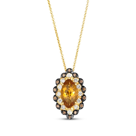 Le Vian Marquise-Cut Citrine Necklace 1/3 ct tw Diamonds 14K Honey Gold 20"