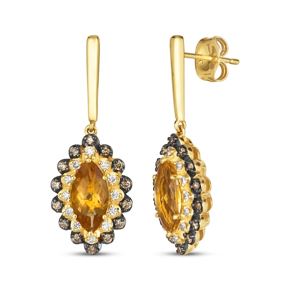Le Vian Marquise-Cut Citrine Dangle Earrings 3/8 ct tw Diamonds 14K Honey Gold