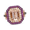 Thumbnail Image 1 of Le Vian Emerald-Cut Morganite & Rhodolite Garnet Ring 3/4 ct tw Diamonds 14K Strawberry Gold