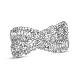 Le Vian Oval, Baguette & Round-Cut Diamond Crossover Ring 1-1/3 ct tw Platinum